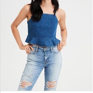 AE | NWOT | Denim  Crop Cami | Large |